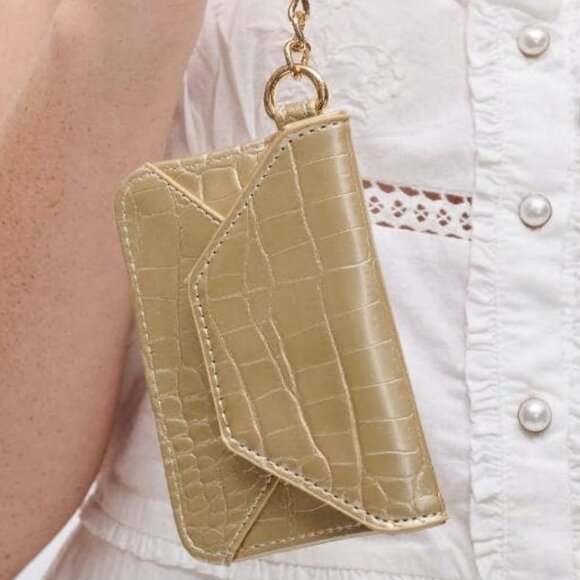 Handbags - NWT Gold Gia Crocodile Cardholder With Keychain